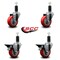 Service Caster 3.5'' Red Poly Wheel Swivel 1-1/4'' Expanding Stem Caster Set 2 Brakes, 4PK SCC-EX20S3514-PPUB-RED-2-PLB-2-114 - alternate 4
